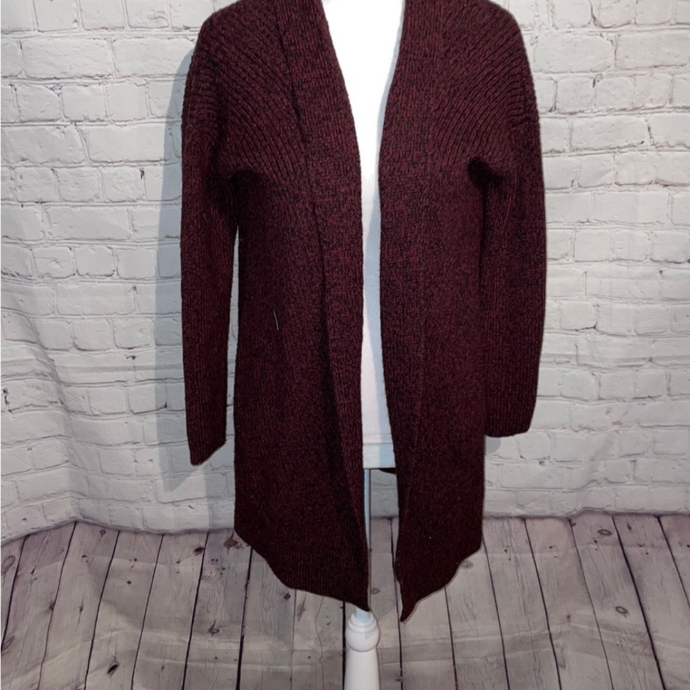 Athleta Burgundy Open Front Cardigan